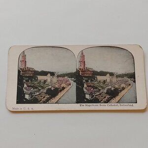 ANTIQUE Stereograph Card BERNE Cathedral Switzerland WORLD VIEWS